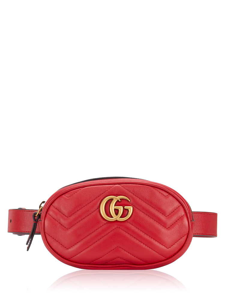 GG Marmont Matelasse Belt Bag Hibiscus Red Sz 85