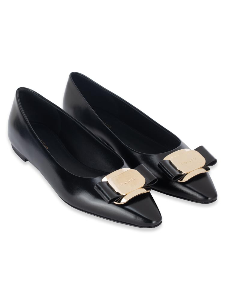 Nappa New Vara Plate Ballet Flats Nero Sz 6