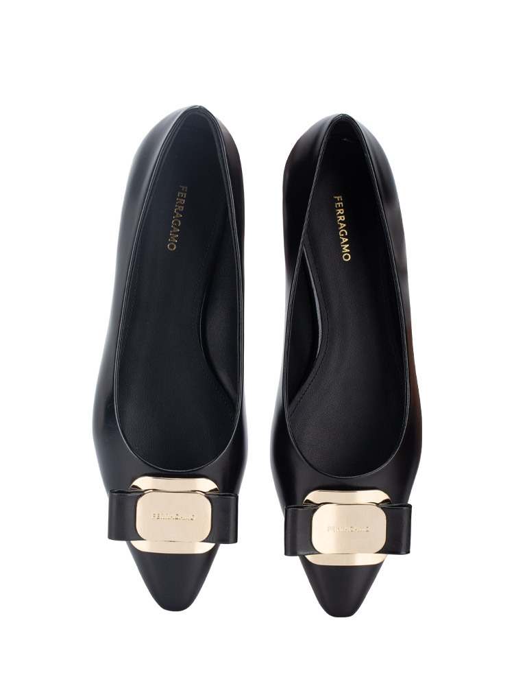 Nappa New Vara Plate Ballet Flats Nero Sz 6