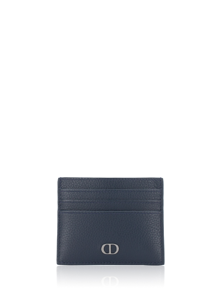Calfskin CD Icon Card Holder Navy Blue