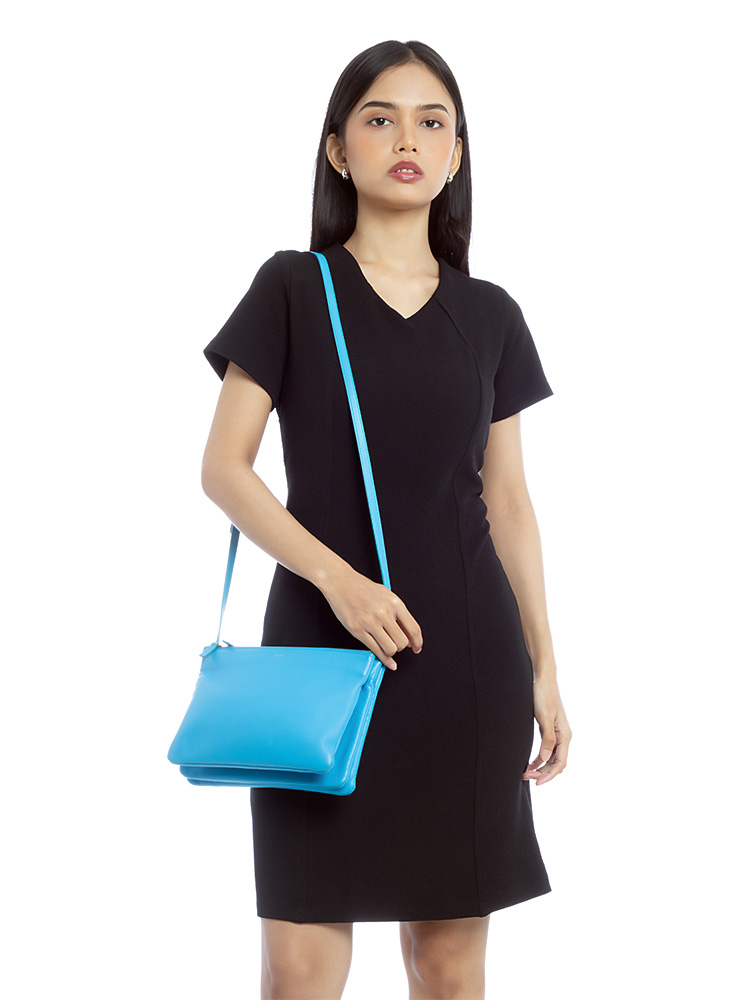 Lambskin Trio Large Crossbody Turquoise