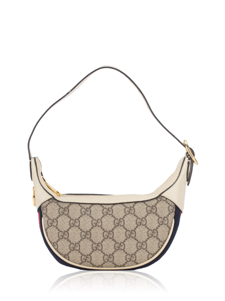 GG Supreme Web Ophidia Mini Half Moon Hobo Beige Mystic White
