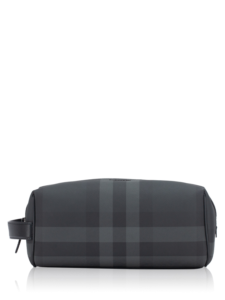 Coated Canvas Vintage Check Pouch Iron Grey