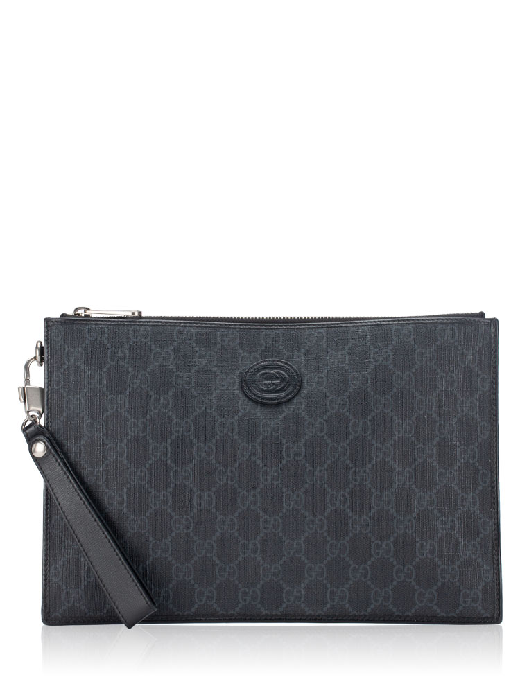 GG Supreme Retro Interlocking G Wrist Pouch Black