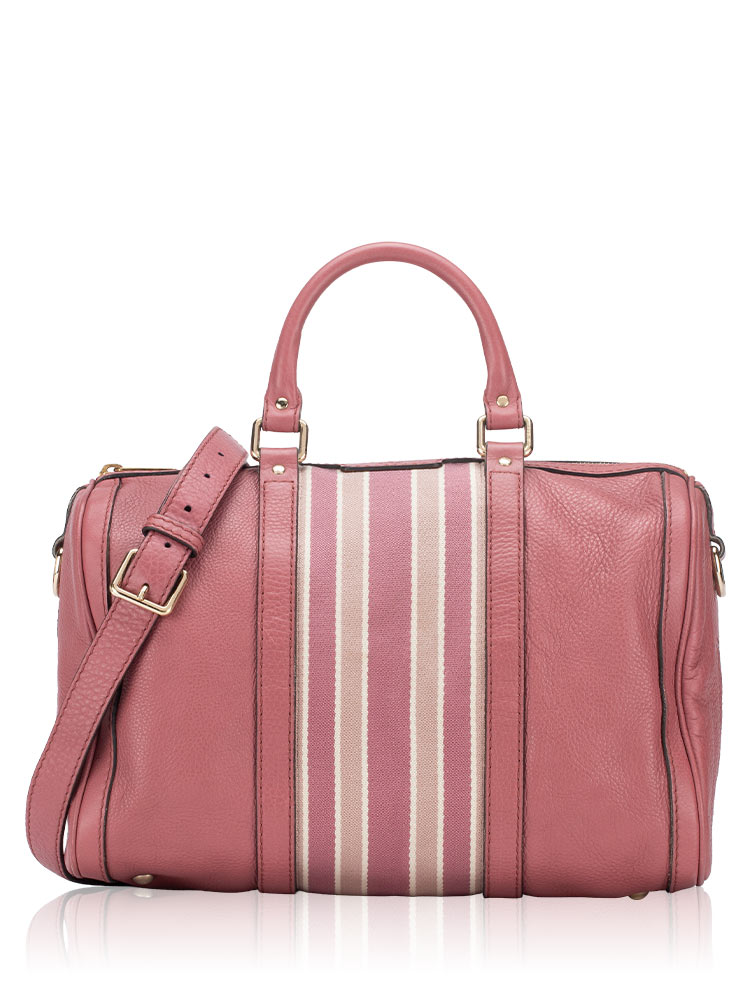 Calfskin Vintage Web Medium Boston Bag with Strap Old Rose