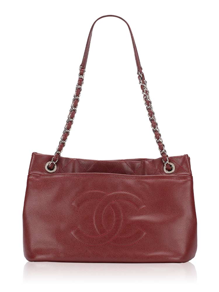 Caviar Timeless CC Large Soft Tote Dark Red