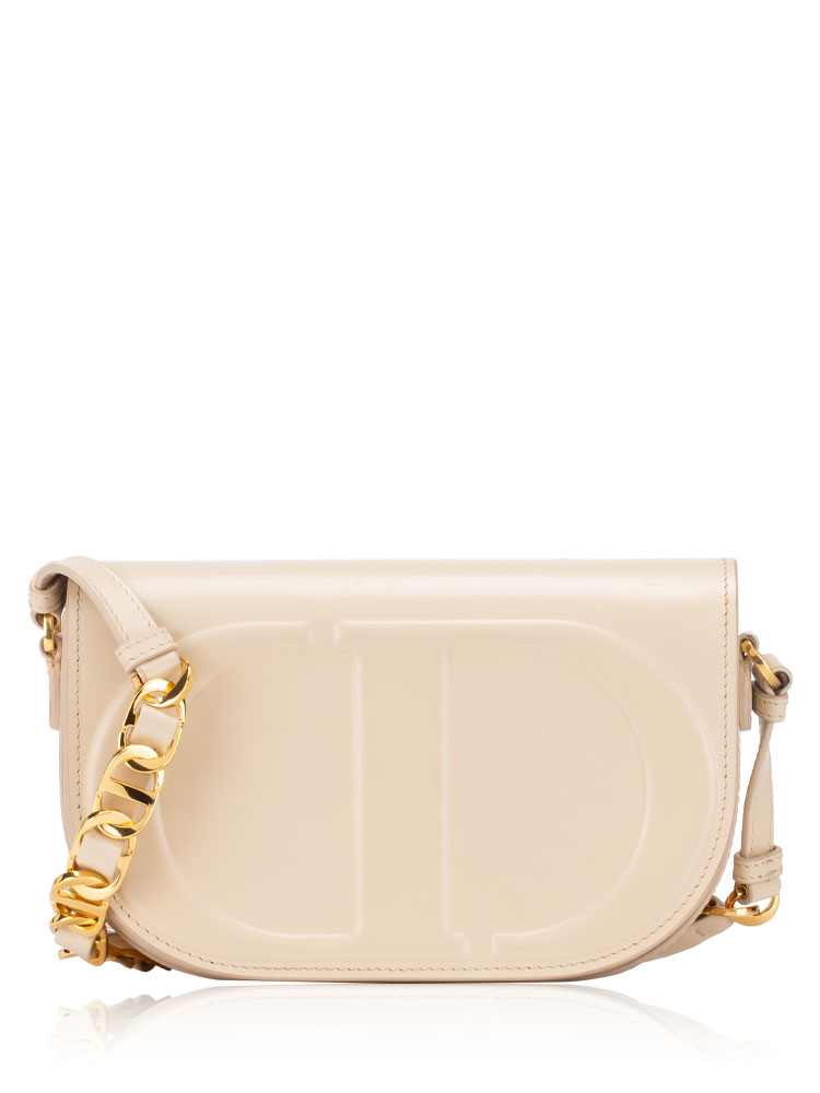 Calfskin CD Signature Crossbody Caramel Beige