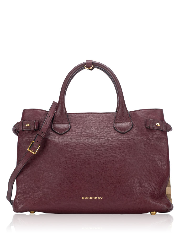 House Vintage Check Banner Medium Tote Mahogany Red
