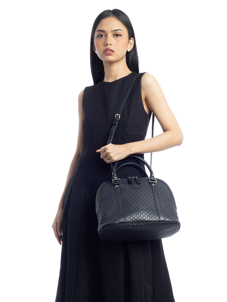 Microguccissima Medium Dome Satchel Black