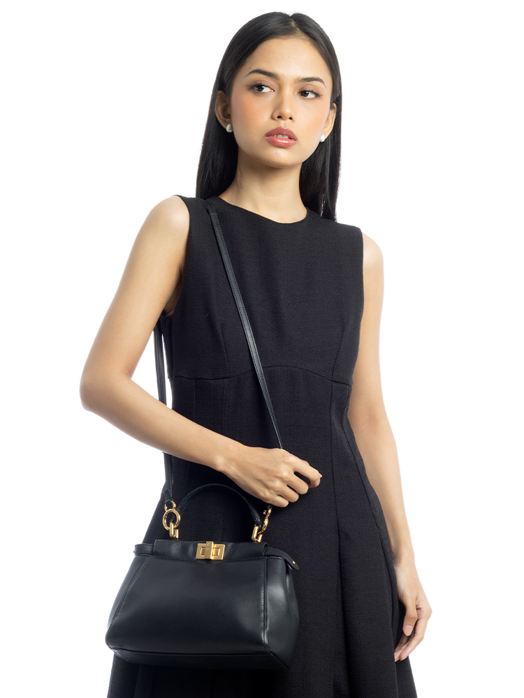 Nappa Peekaboo Mini Iconic Satchel Nero