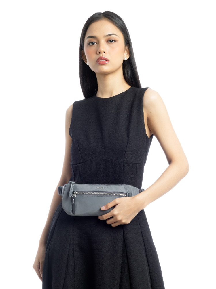 Nylon Meera Slim Waist Pack Grey