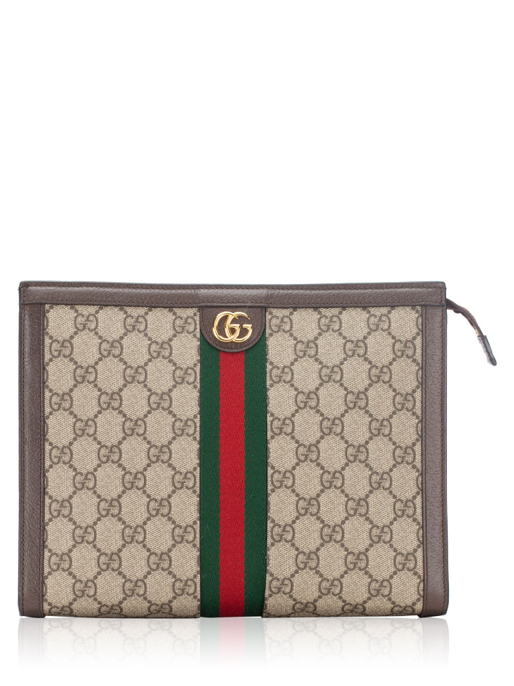 GG Supreme Web Ophidia Pouch Beige Ebony