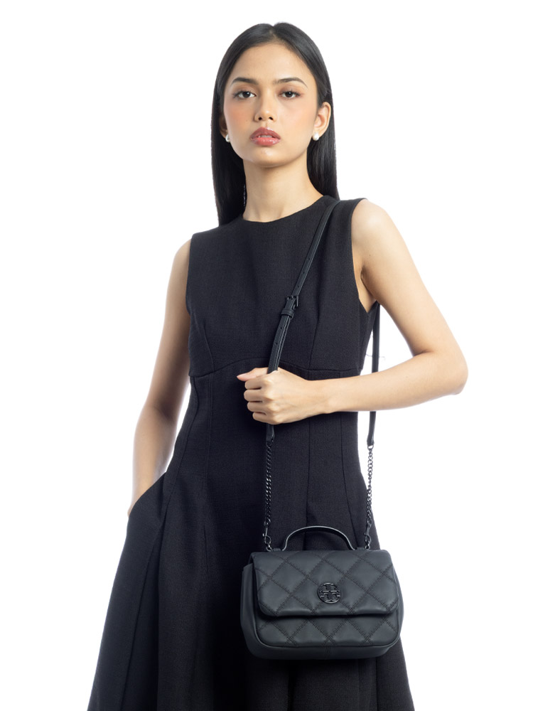 Willa Matte Mini Top Handle Bag Black Silver
