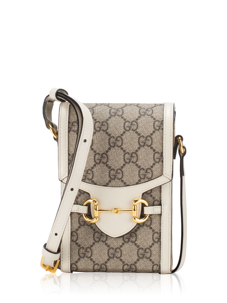GG Supreme 1955 Horsebit Mini Crossbody Beige Mystic White