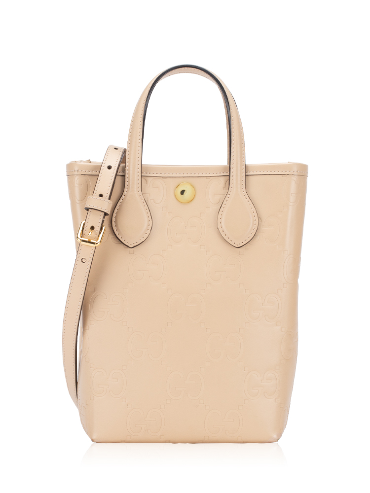 Jumbo GG Debossed Vertical Super Mini Satchel Neutrals