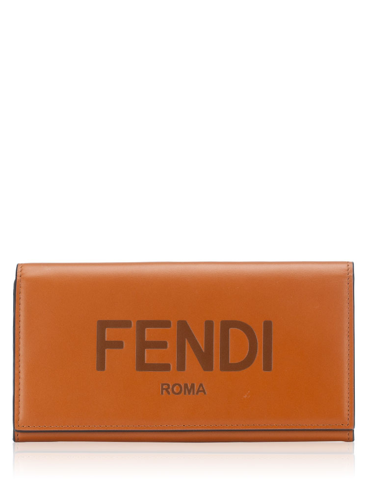 Vitello King Logo Embossed Continental Wallet Cuoio