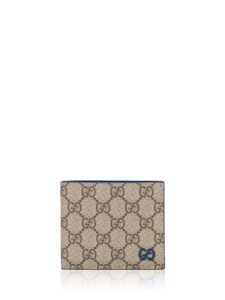 GG Supreme Bi-fold Wallet Beige Ebony Blue
