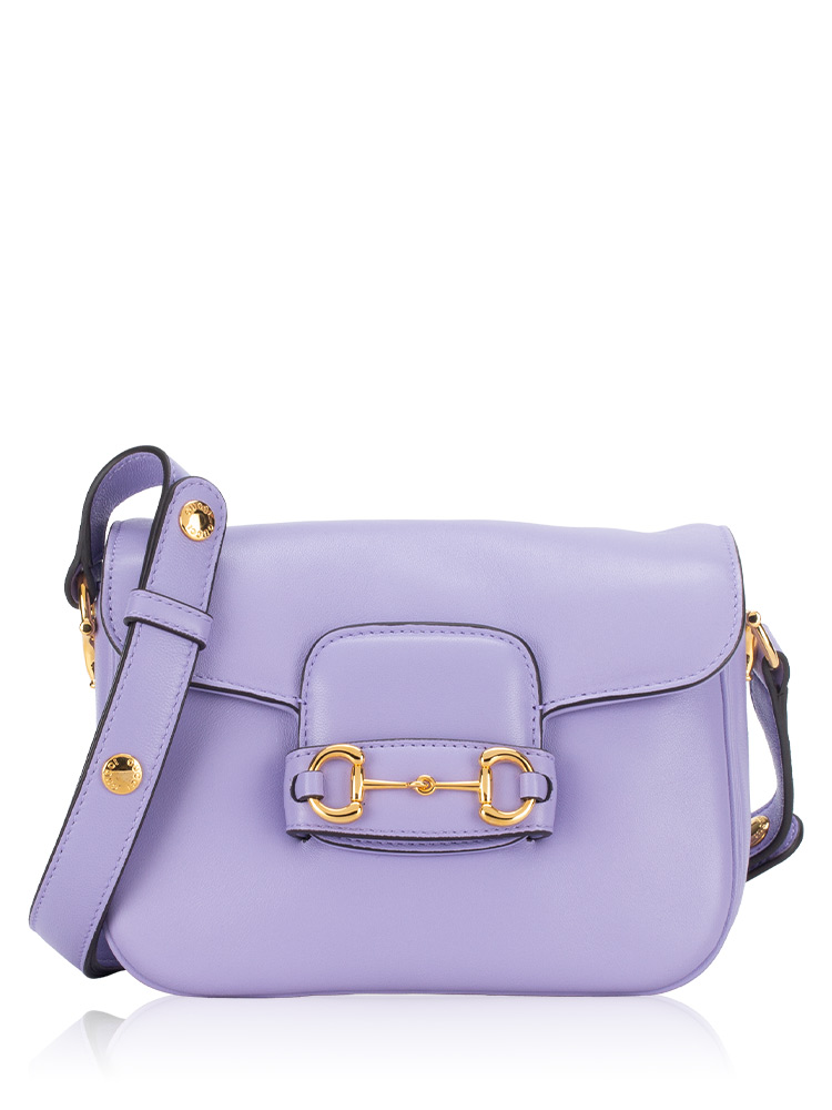 Lambskin Horsebit 1955 Aura Mini Shoulder Bag Lilac