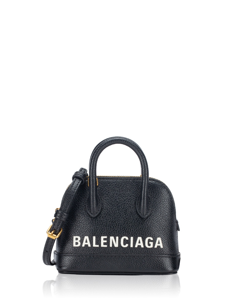 Grained Calfskin Ville Mini Top Handle Bag Black