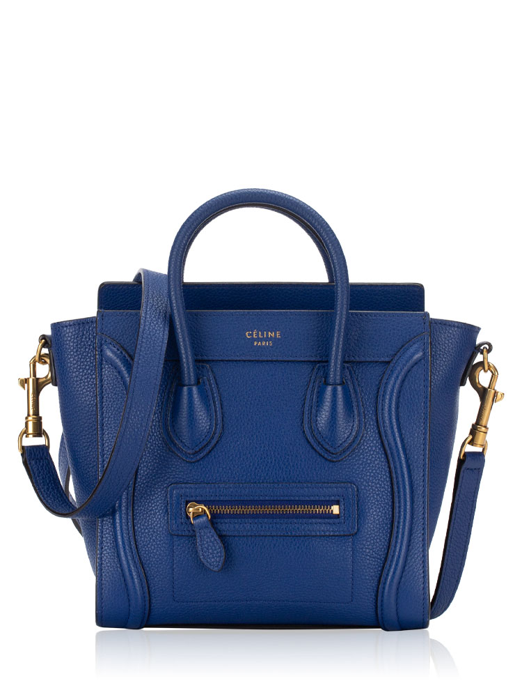 Drummed Calfskin Nano Luggage Indigo