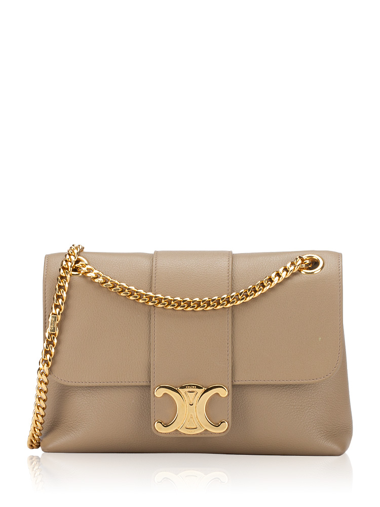 Supple Calfskin Victoire Medium Shoulder Bag Brown Sepia