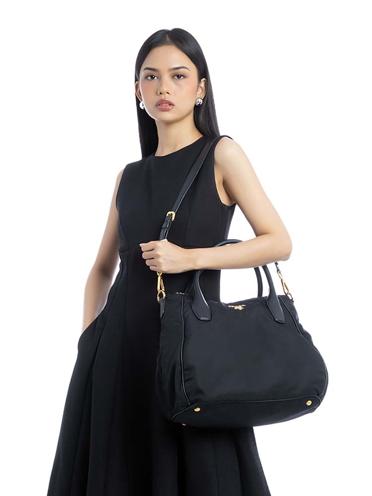 BR4992 Tessuto Soft Calf Sacca 2 Manici Nero