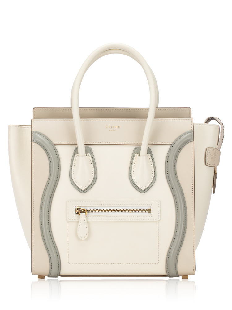 Smooth Calfskin Tri-Color Micro Luggage Natural