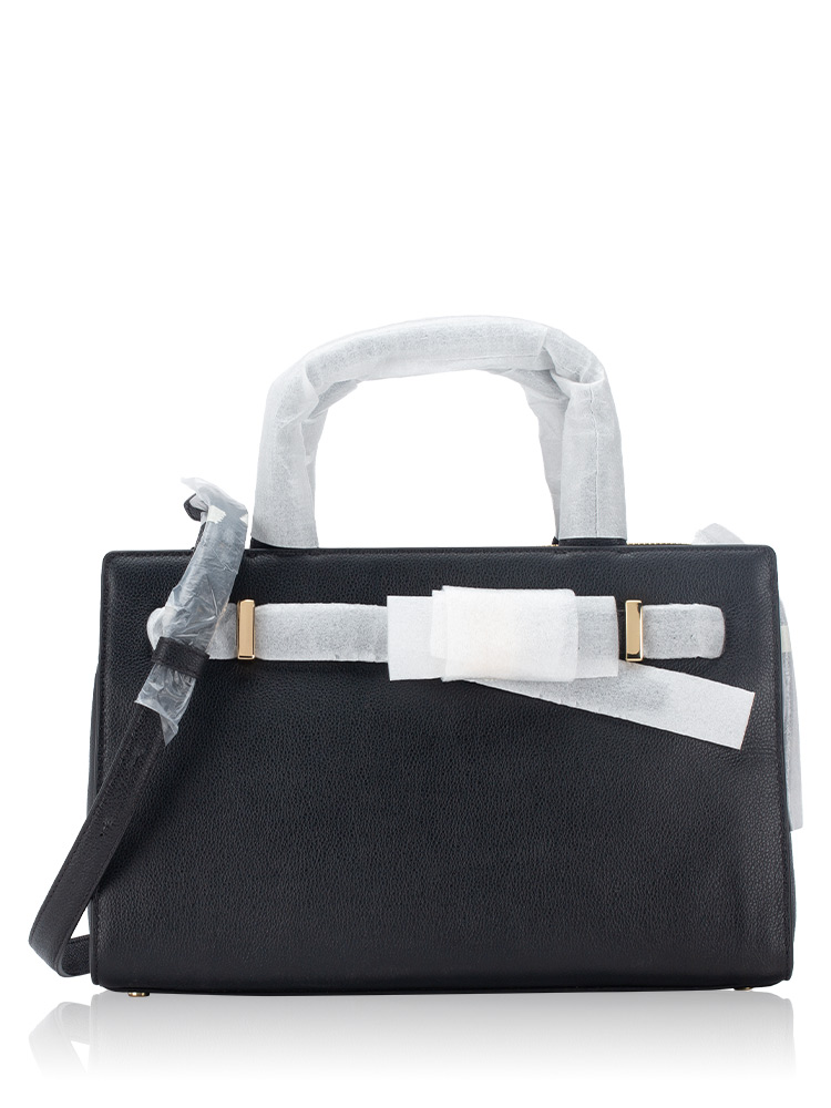 Deco Leather Medium Satchel Black