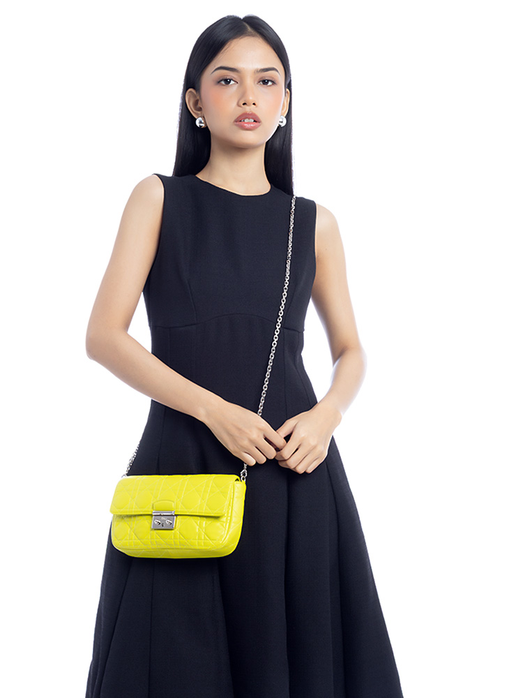 Lambskin Cannage Miss Dior Promenade Pouch Citron
