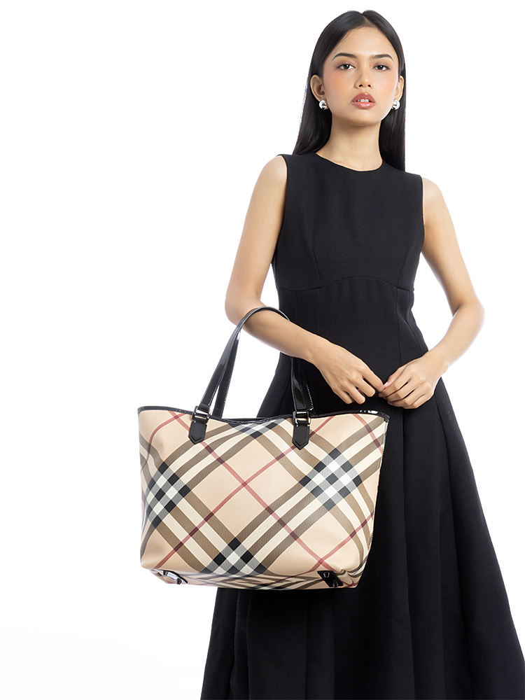 Nova Check Large Nickie Tote Black