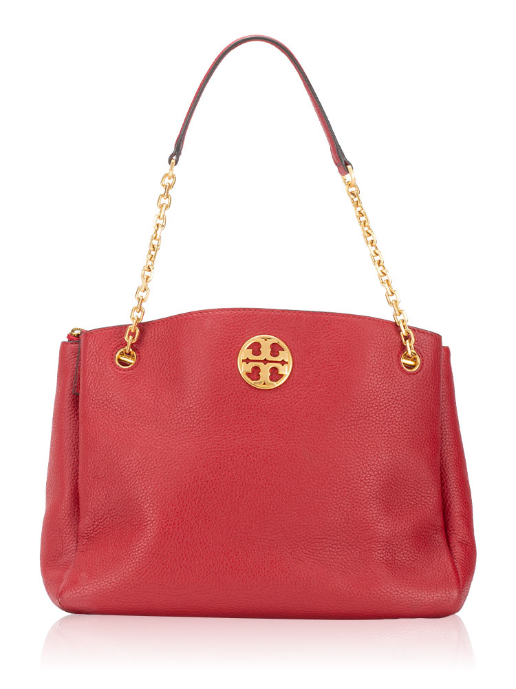 Grace Leather Chain Shoulder Bag Red Stone