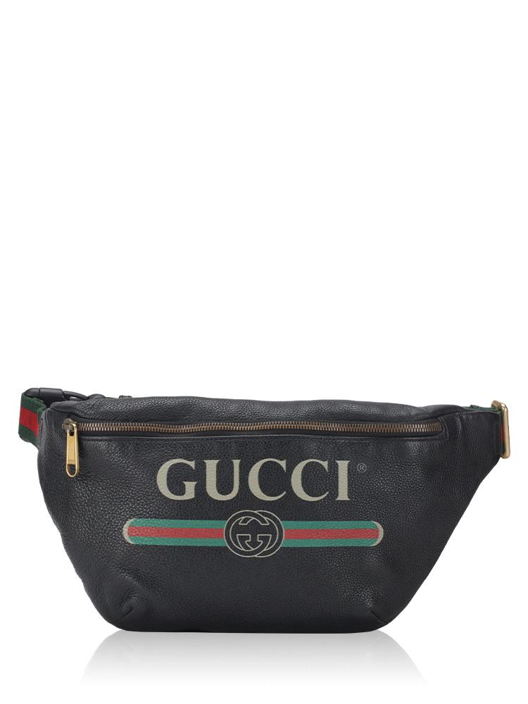 Grained Calfskin Logo Belt Bag Black