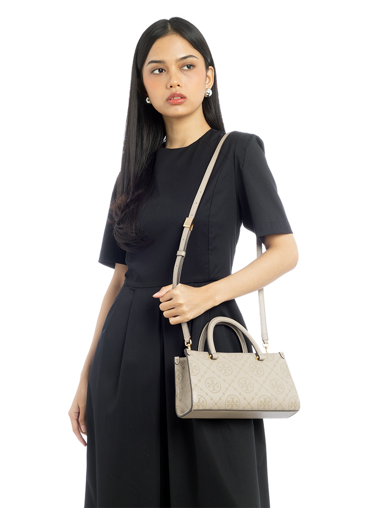 T Monogram Embossed Small Rectangular Tote Fresh Clay