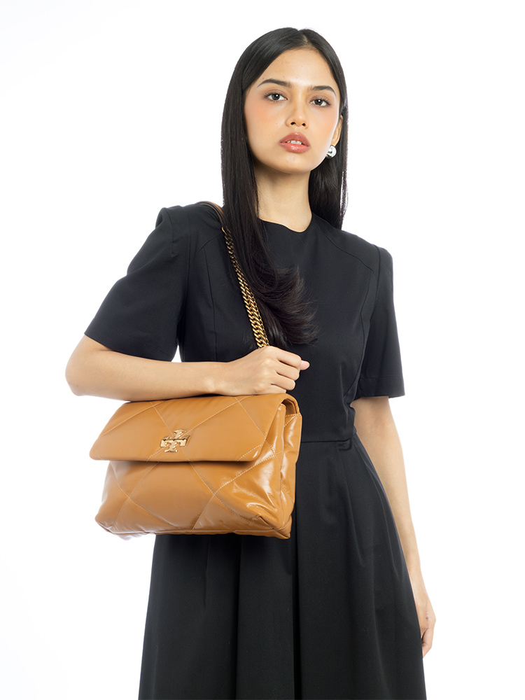 Kira Diamond Quilt Shoulder Bag Classic Chestnut
