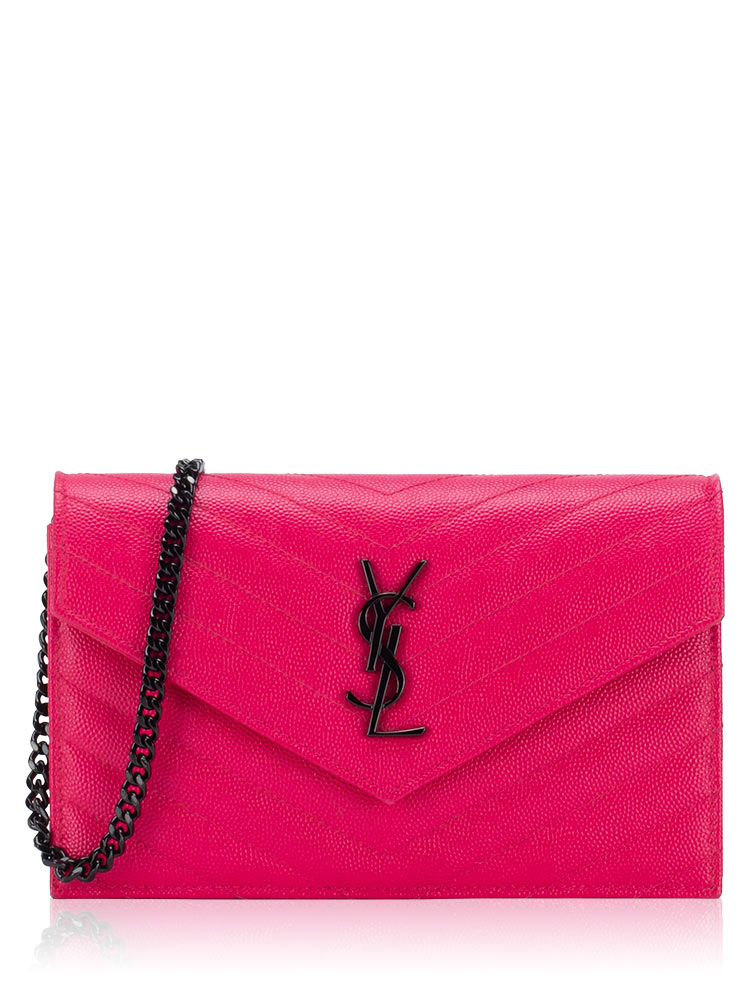 Grain De Poudre Monogram 19cm Chain Wallet Fuchsia