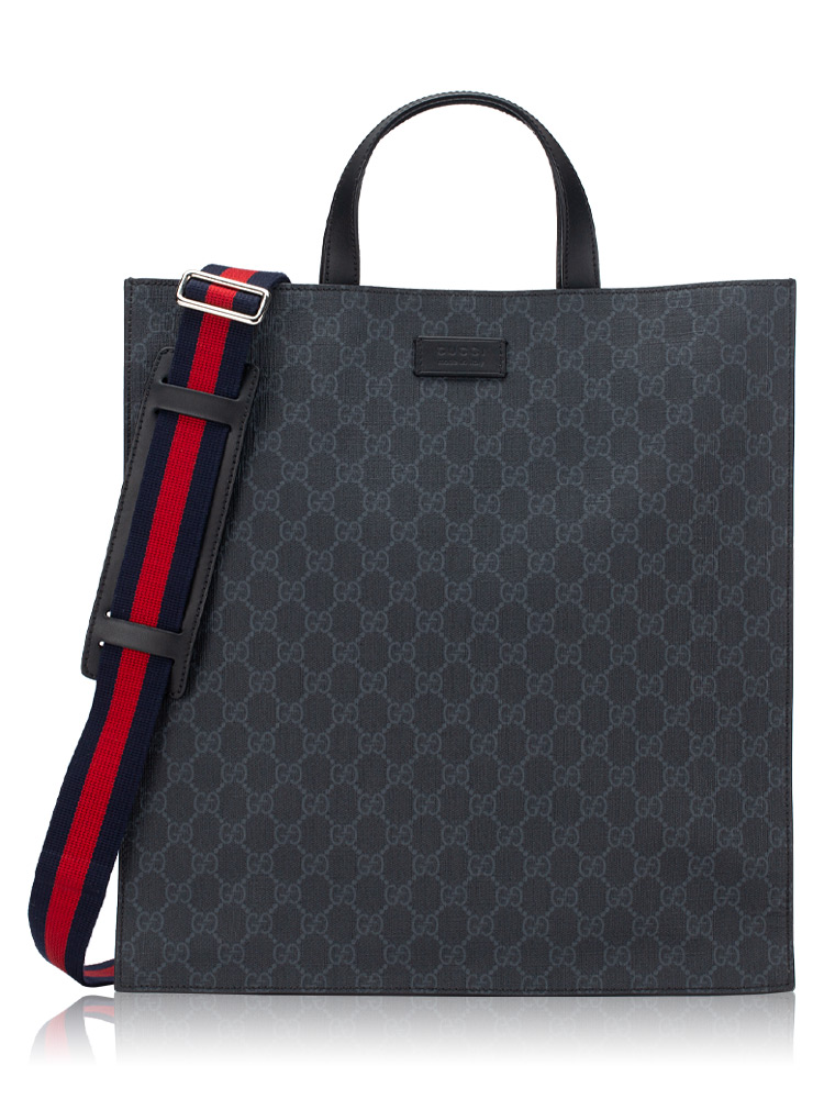 Soft GG Supreme Web Calfskin Vertical Tote Black