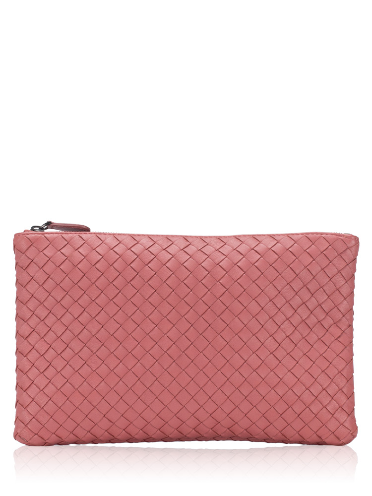 Nappa Intrecciato Zip Bill Pouch Deco Rose