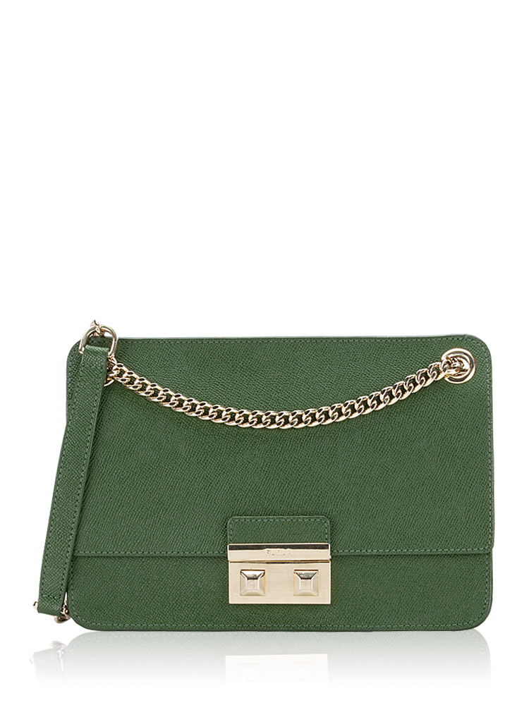 Bella Medium Leather Shoulder Bag Green