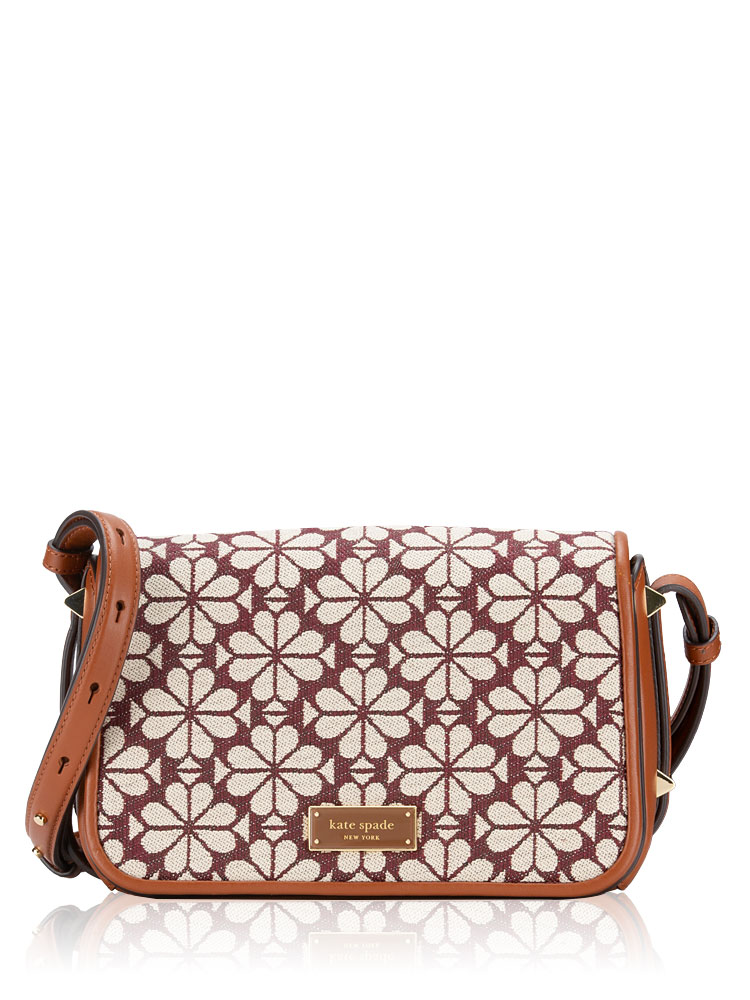 Flower Spade Jacquard Small Crossbody Burgundy Multi
