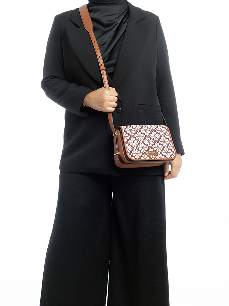 Flower Spade Jacquard Small Crossbody Burgundy Multi