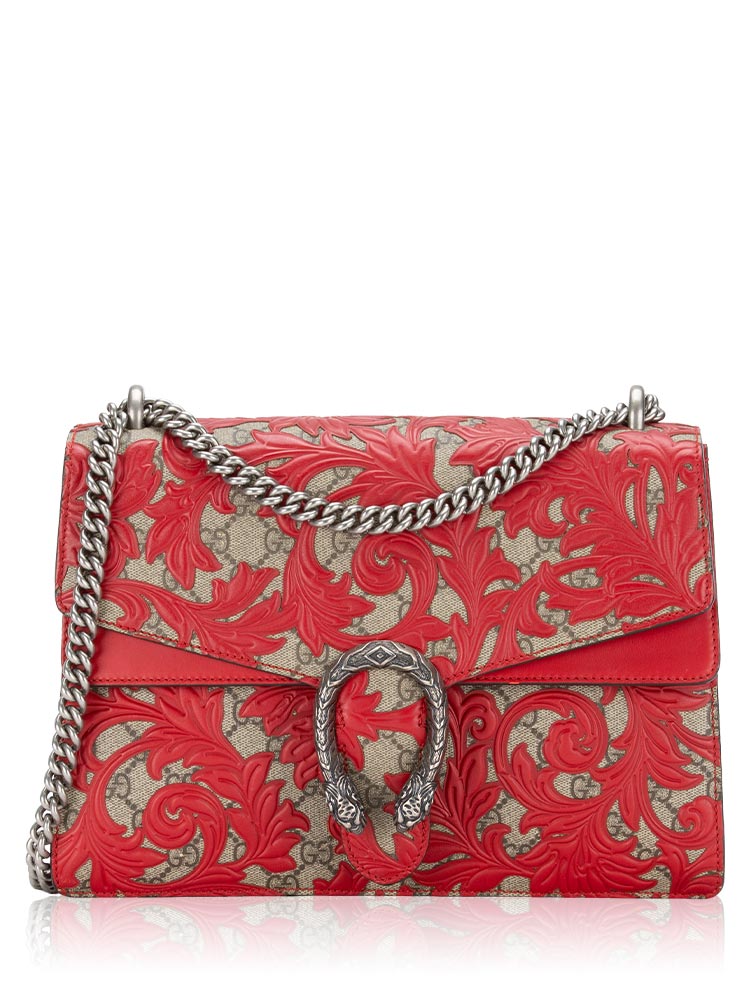 GG Supreme Arabesque Dionysus Medium Shoulder Bag Hibiscus Red