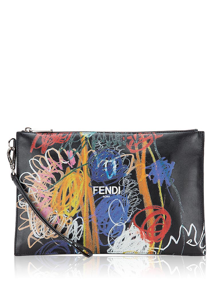 X NOEL FIELDING Logo Printed Clutch Black Multicolor
