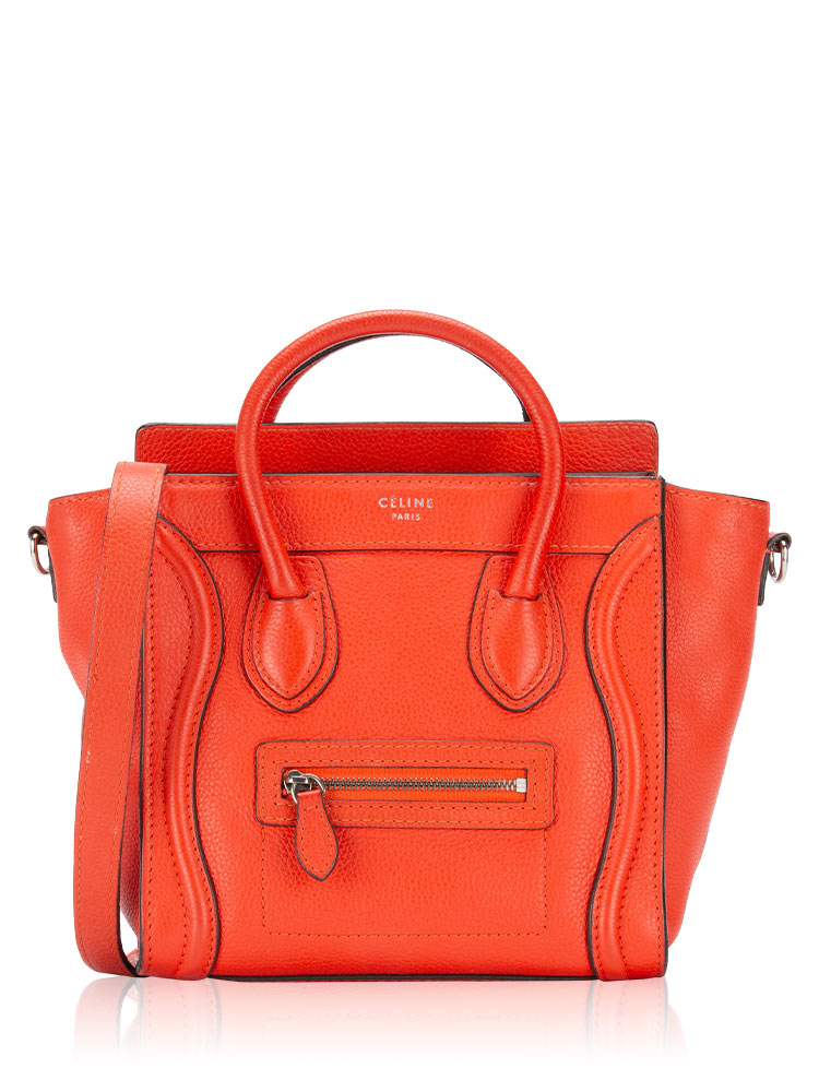 Drummed Calfskin Nano Luggage Vermillion