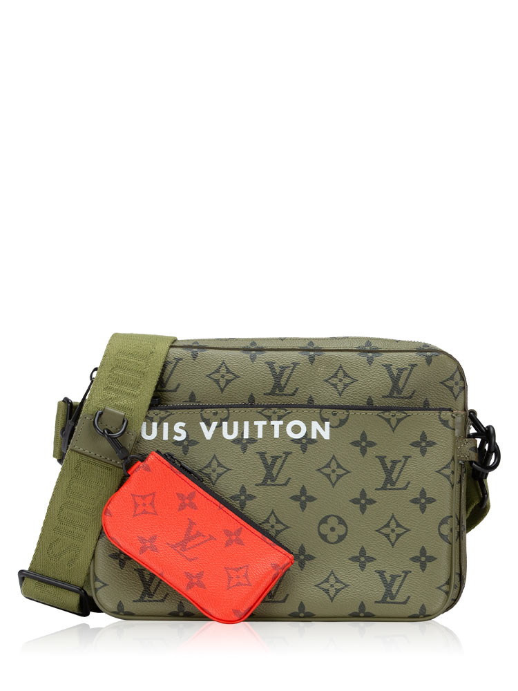 Monogram Trio Messenger Khaki Vermillion