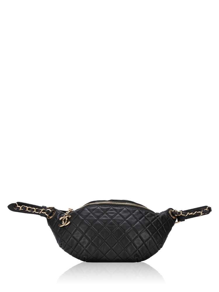 Calfskin Banane Waist Bag Black