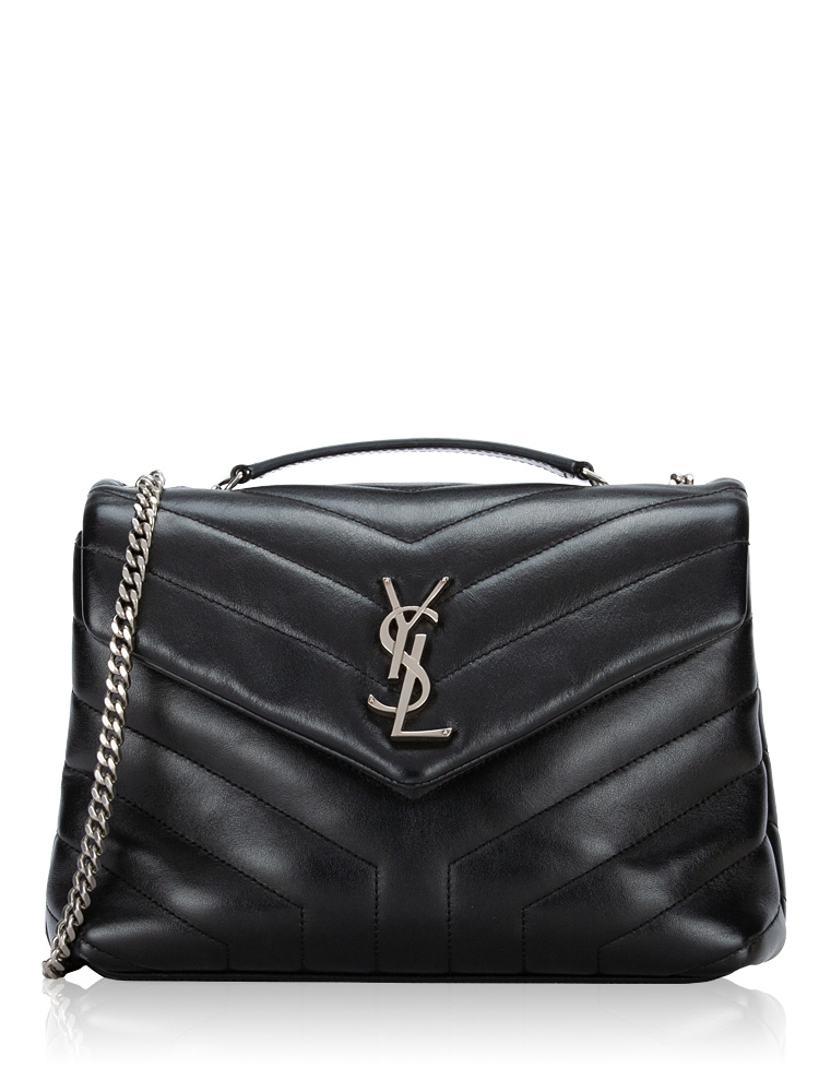 Calfskin Y Monogram Loulou Small Shoulder Bag Black