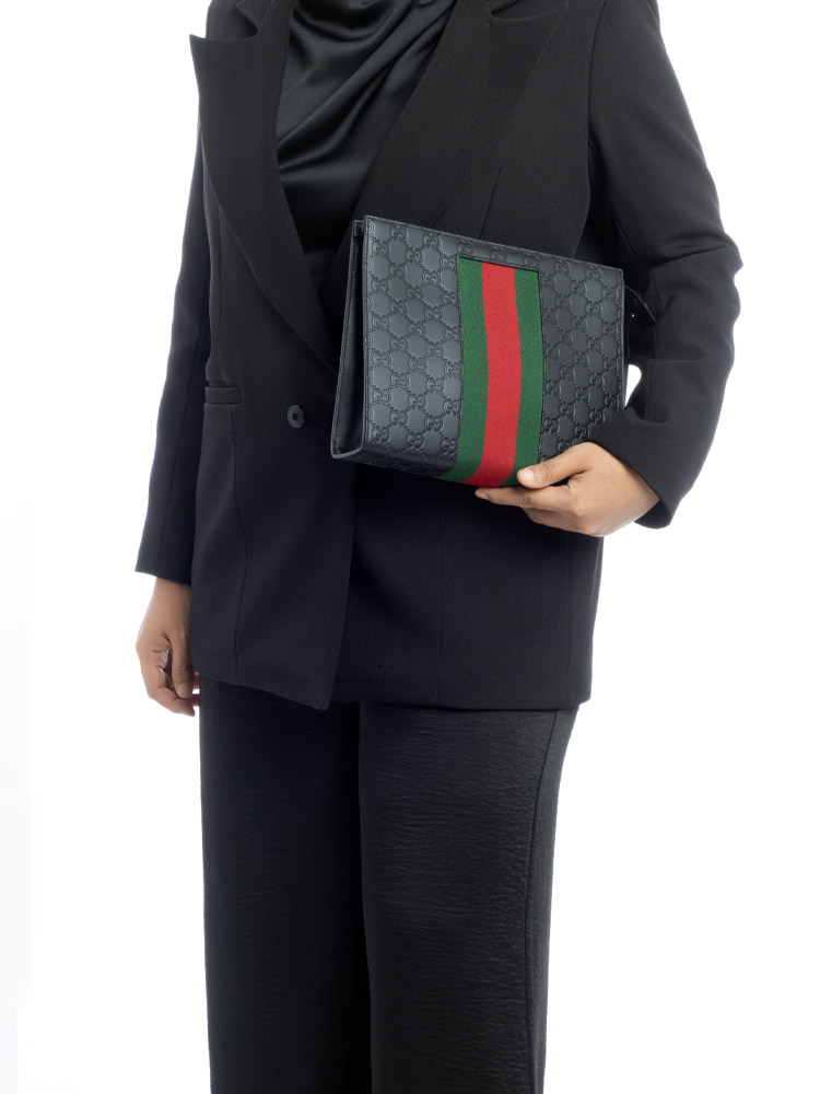 Guccissima Web Cosmetic Pouch Black