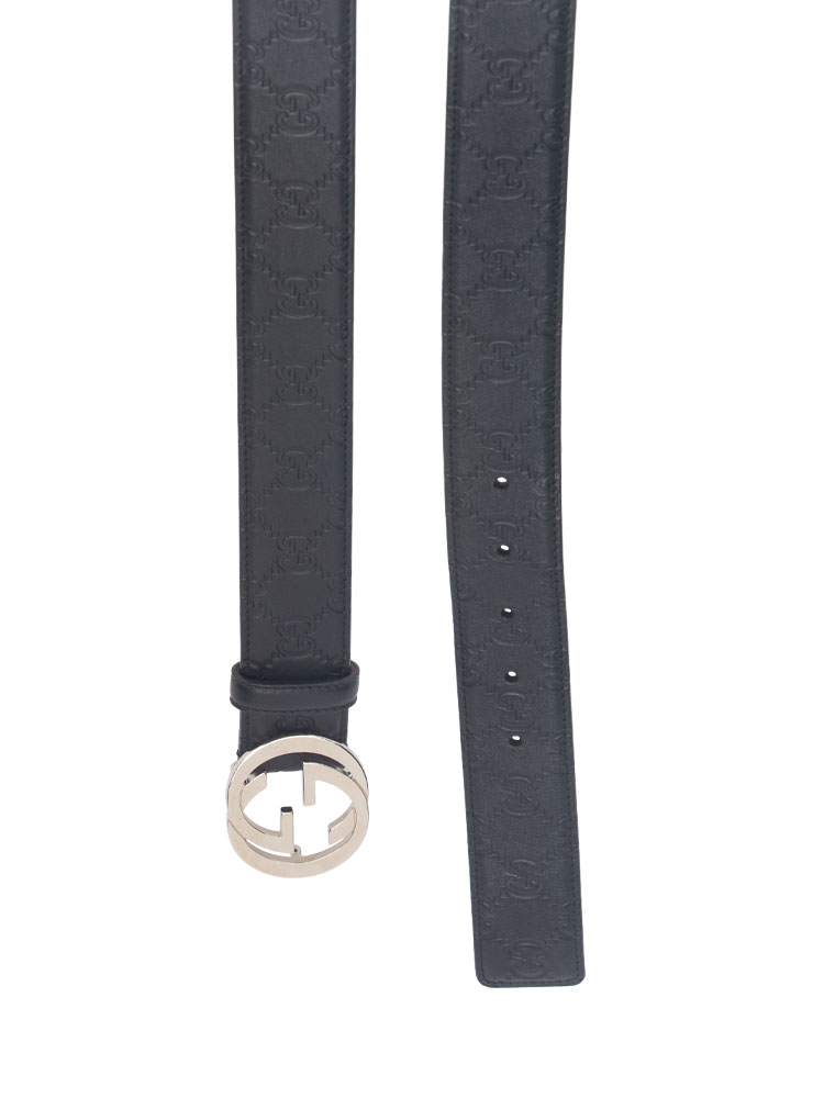 Guccissima Interlocking G 35mm Belt Black Sz 105