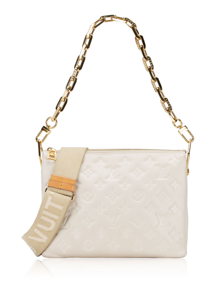 Lambskin Monogram Coussin PM Creme
