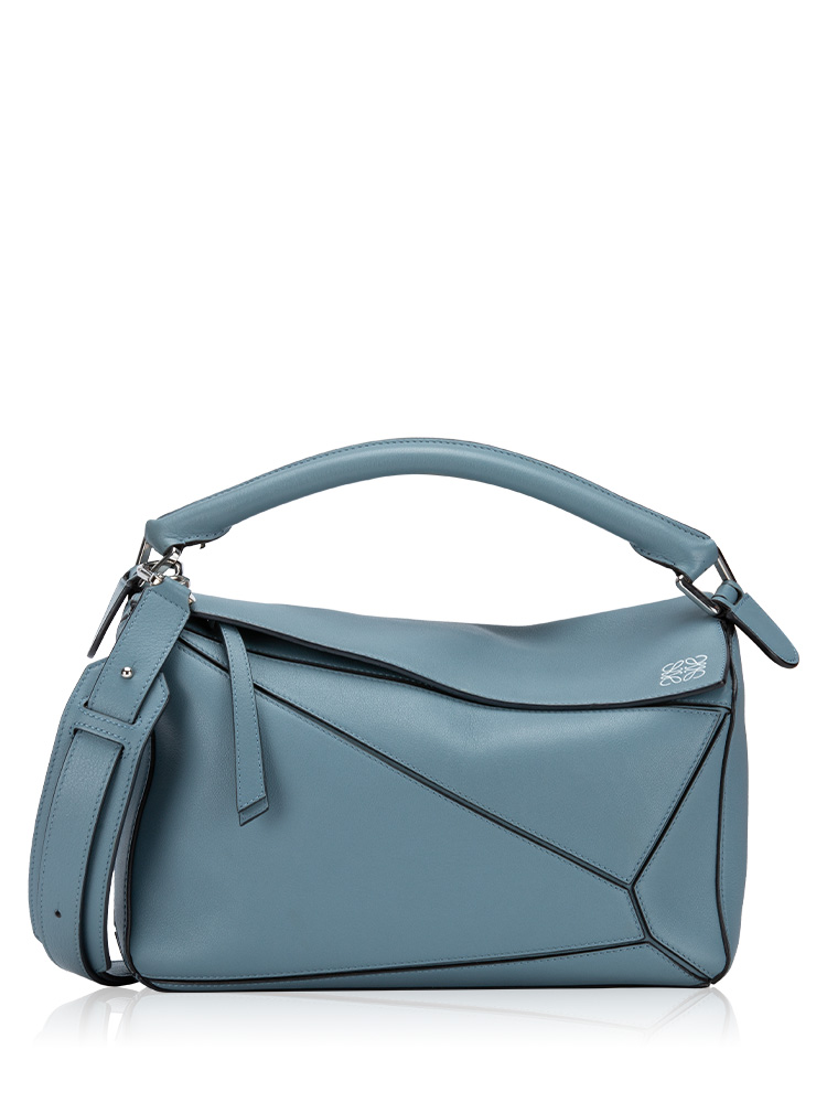 Calfskin Medium Puzzle Bag Stone Blue